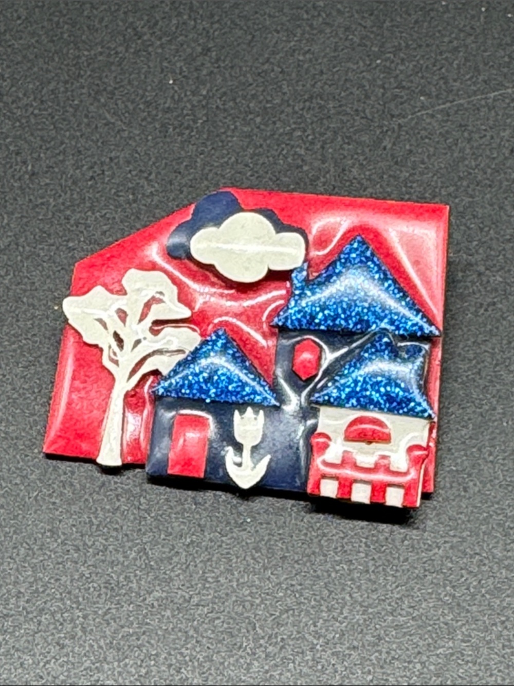 Vintage Rare Red White and  Blue House Pins by Lucinda